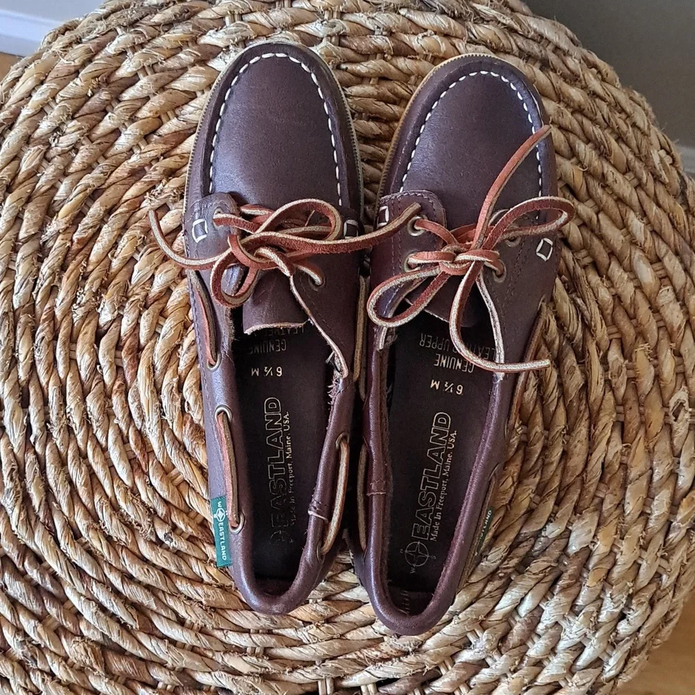 Eastland Boys Classic Dark Brown‎ Leather Docksider Preppy Loafers S-6.5